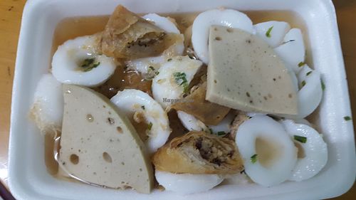 Middle VN style banh beo, made from rice flour served with sweet n sour sauce and veg ham+shredded pork, spring rolls. It was delicious at Giac Duc in Buon Ma Thuot