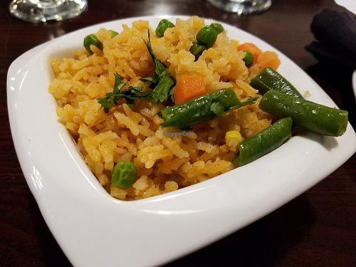 Kid's side of red rice at Madre Tierra in Upland