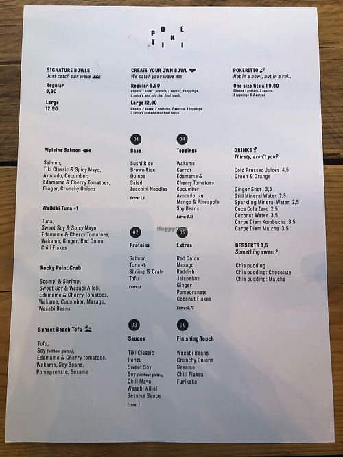 Menu at Poke Tiki in Antwerpen