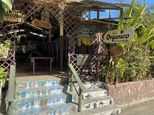 The restaurant   at Cafe Organico in Montezuma