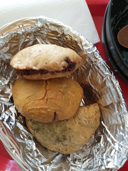 V-Chicken, V-Beef, and Mushroom and V-Cheese empanadas at My Deli Soup in Fredericksburg