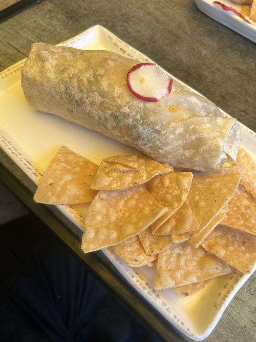 Vegan fish baja burrito 🌯  at La Villita Cantina in Los Angeles