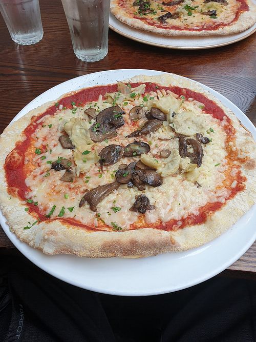 Vegan pizza ready to be demolished! at Lucia in Beverley