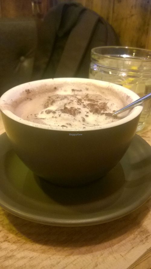 Vegan hot chocolate at Clean Bean in Durham