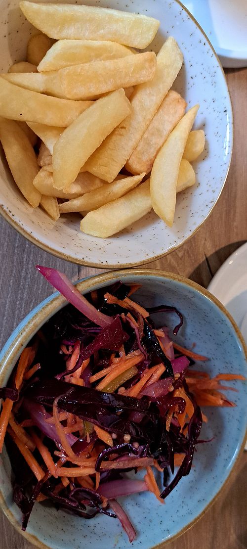 Chips and coleslaw at Soul Food Kitchen in Glasgow