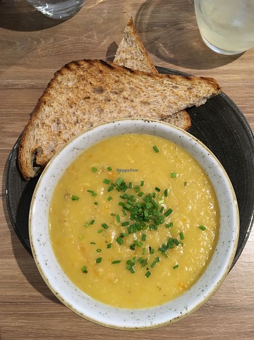 Carrot soup at Soul Food Kitchen in Glasgow