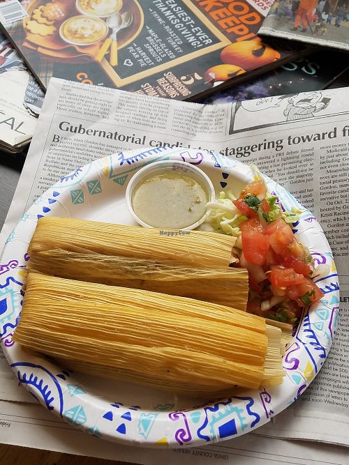 Veggie tamales at Ana's on Main St in Evanston