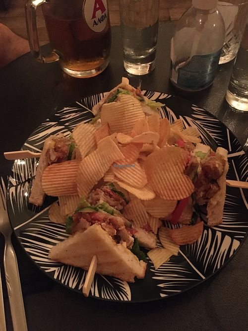 Club sandwich with fried mushrooms   at Tarantula in Thessaloniki