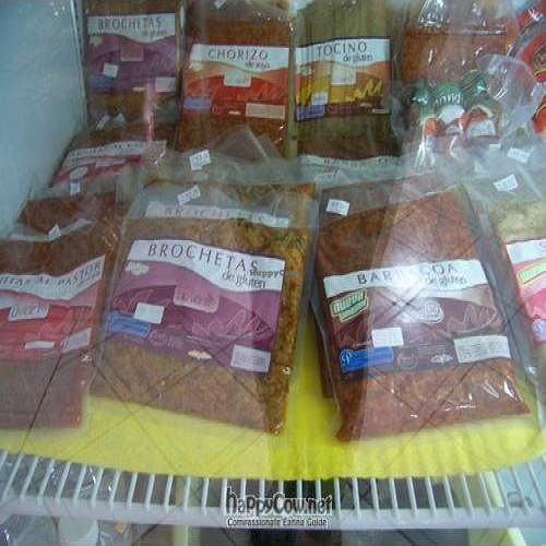 Some of the faux meats they had. about $2.95 in dollars  at Vegetariano Zanahoria in Guadalajara