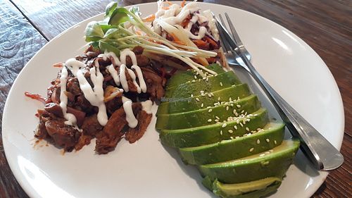 Mushrooms with avocado instead of bread at Asa Vegan Kitchen and Studio in Chiang Mai