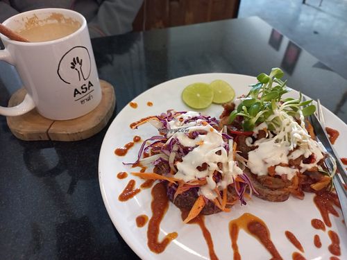 Mushroom toast and chai tea at Asa Vegan Kitchen and Studio in Chiang Mai