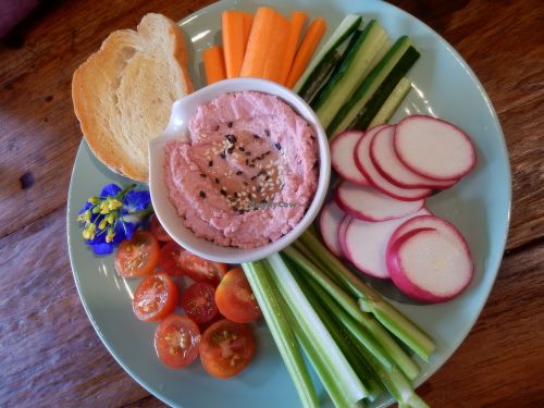 Beetroot hummus at Asa Vegan Kitchen and Studio in Chiang Mai
