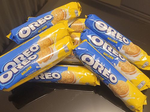 Golden Oreos 😂 I took them back home, because we don't have them in Oz anymore at Mega Image - General Gheorghe Magheru in Bucharest