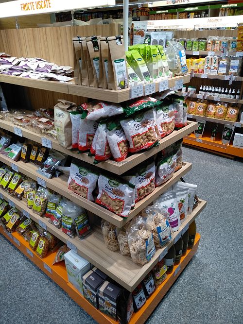 Soy tsp, noodles, nuts at Mega Image - General Gheorghe Magheru in Bucharest