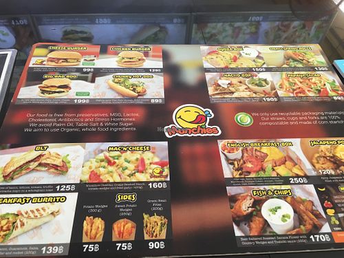 Menu at Munchies Tha Phae Gate in Chiang Mai