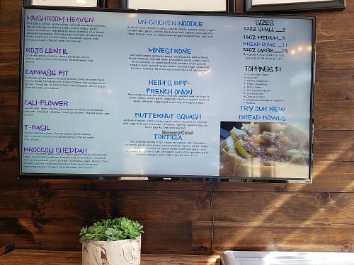 Soup menu at Soup Goddess in Burbank