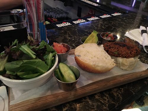 Veggie burger. Request it vegan and get a salad. Since the other items are in the same fryer  at The Old Stone Tavern in Rochester