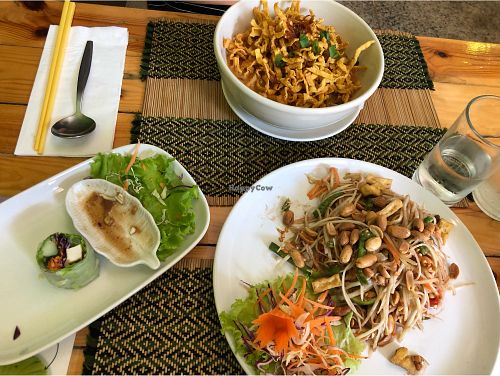 Som tam, khao soi and spring rolls at Taste from Heaven in Chiang Mai