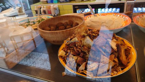 Fresh bread at Falafel Corner in Cardiff
