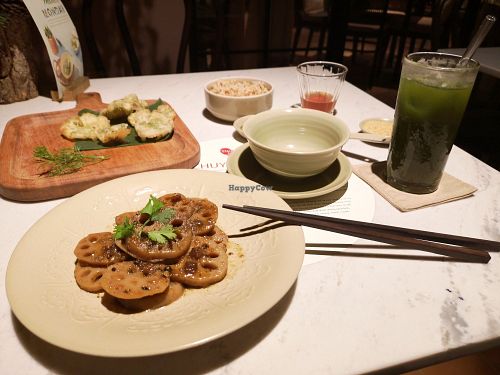 Lotus root, fried dill cake and kombucha at Dau Do - District 3 in Ho Chi Minh City