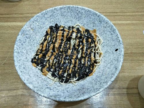 Black sesame & peanut butter noodles. at Shū in Shanghai