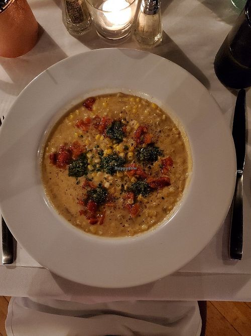 Vegan corn chowder! at Palizzata in Kingston