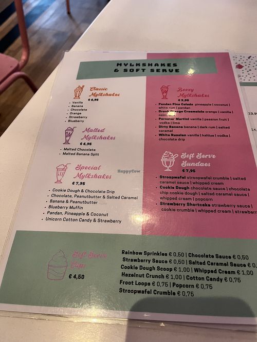 Partial menu  at Deer Mama in Amsterdam