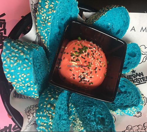 Unicorn bread basket at Vegan Junk Food Bar - Downtown in Amsterdam