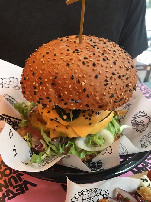 Beautiful burger at Vegan Junk Food Bar - Downtown in Amsterdam