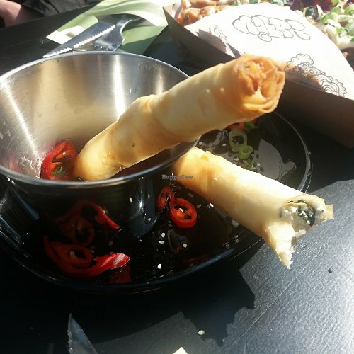 Mozzarella spring rolls at Vegan Junk Food Bar - Downtown in Amsterdam