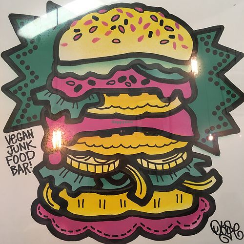 Nice paintings at Vegan Junk Food Bar - Downtown in Amsterdam