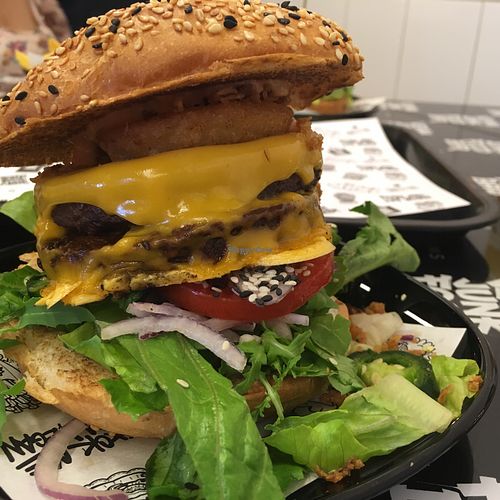 Huge hamburger! at Vegan Junk Food Bar - Downtown in Amsterdam