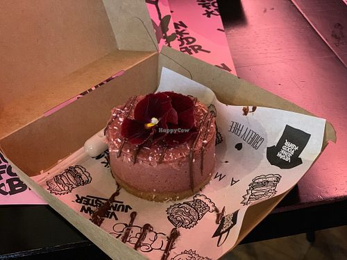Baileys infused cheesecake, takeaway  at Vegan Junk Food Bar - Downtown in Amsterdam
