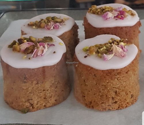 Lemon rose pistachio cakes (vg) at The Treehouse Board Game Cafe in Sheffield