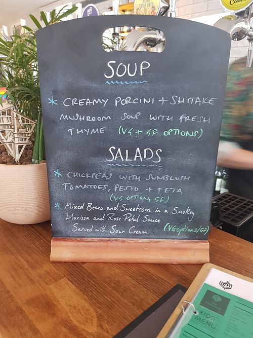 Soup and salad options at The Treehouse Board Game Cafe in Sheffield