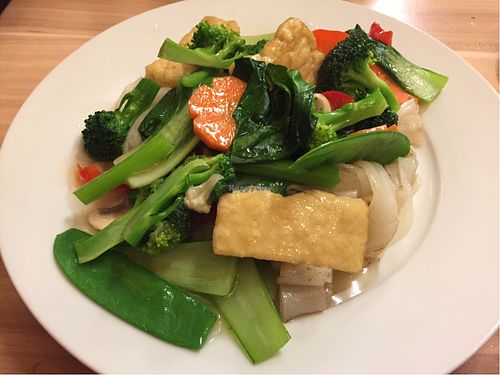 Rice noodles with stir fried vegetables and tofu at Just Vegan in Sunshine