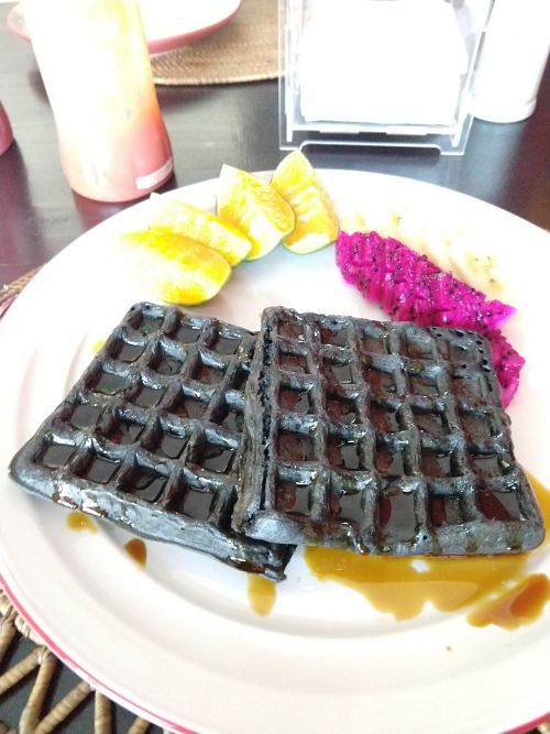 Charcoal Waffles at Tasty Vegan - Jl Danau Poso in Sanur