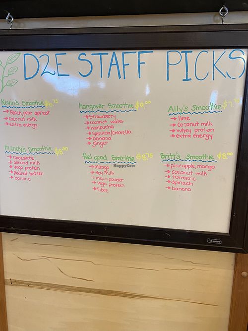 Smoothie menu  at Down to Earth in Fort Nelson