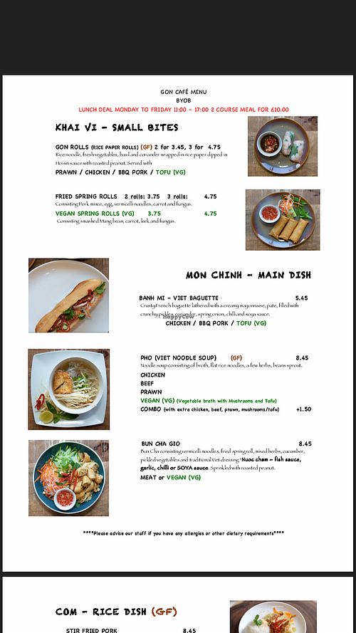 New menu Jan 2019  at Gon Cafe in Edinburgh