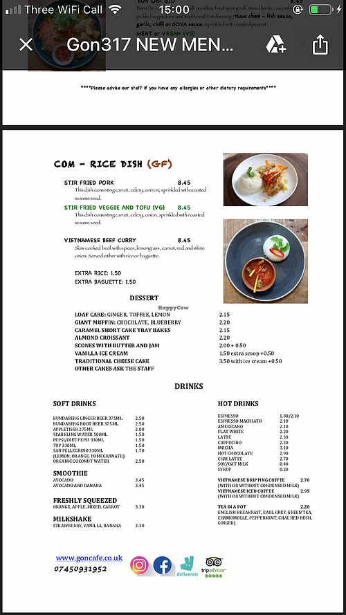 New menu Jan 2019  at Gon Cafe in Edinburgh