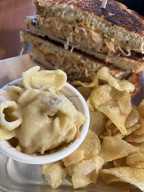 Pickle Rye Reuben with Mac and Cheese  at Kelley Farm Kitchen in Harpers Ferry