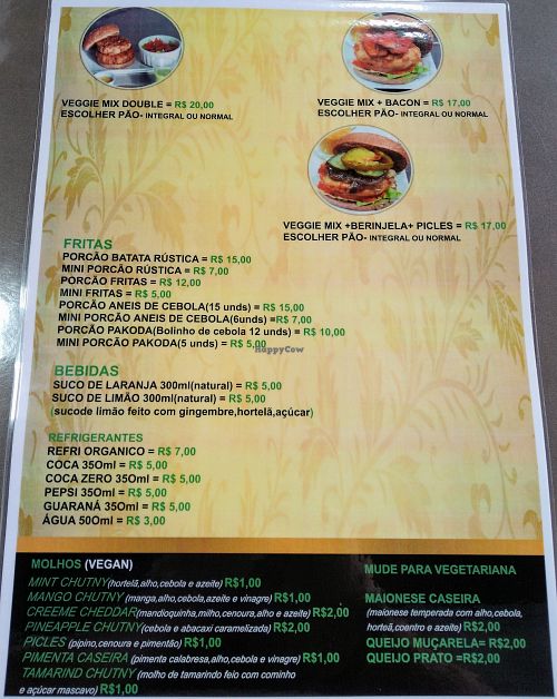 Menu at Burger Plus in Sao Paulo