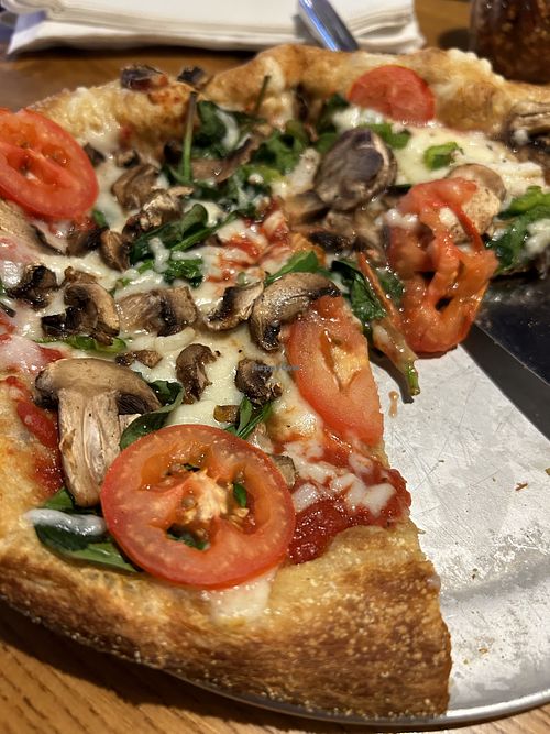 Veg out pizza 👌👍  at Mellow Mushroom - Brier Creek Pkwy in Raleigh