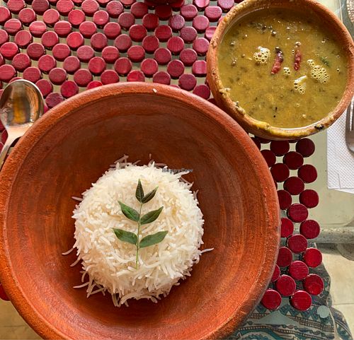 Everything is very pretty and tasty.  at Vegan Kitchen in Kovalam