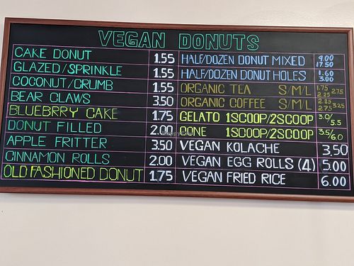 Menu board at Vegan Donut-Gelato in Houston