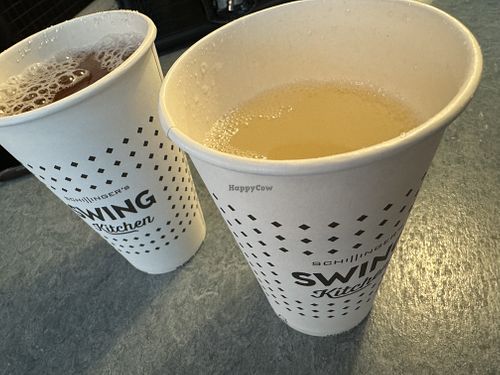 no staff, therefore paper cups 😬  at Swing Kitchen - Georgenstraße in Berlin