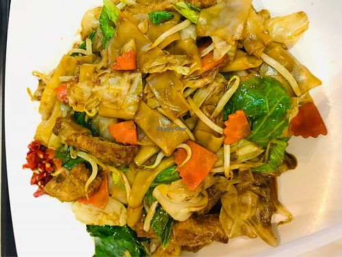 Unflattering photo of tasty fried noodles! at Ying Garden Vegetarian 颖园素食 in Central Singapore