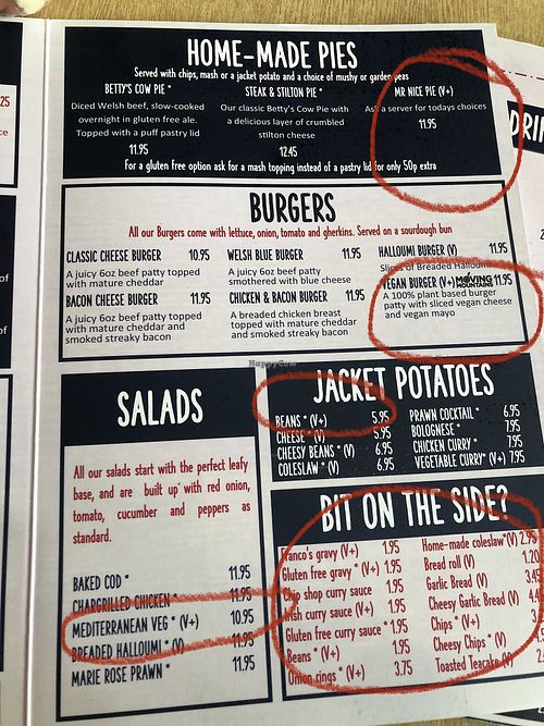 Mains and sides at Franco's in Port Talbot