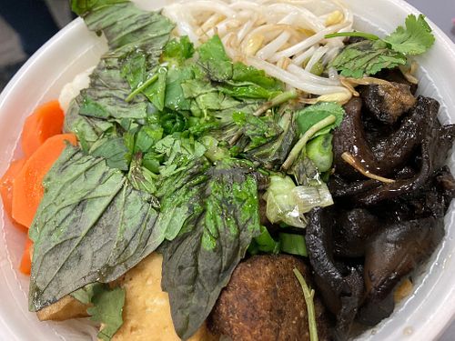 Basil looks questionable for pho at St. Veg in Rockville