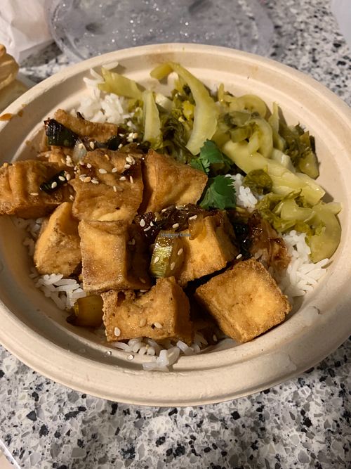 Caramel tofu bowl. So good.  at St. Veg in Rockville